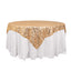 Mesh 72"x72" Table Overlay Square Tablecloth Gold Wave Design with Embroidered Sequins for Stylish Occasions
