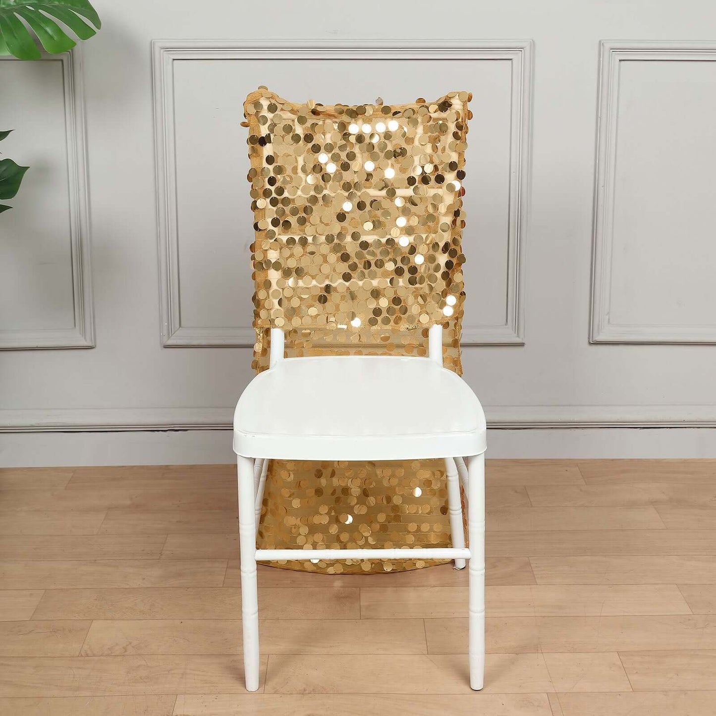 Sequin Chair Slipcover Big Payette Design for Chiavari Chairs Gold - Glittering Event Chair Back Cover