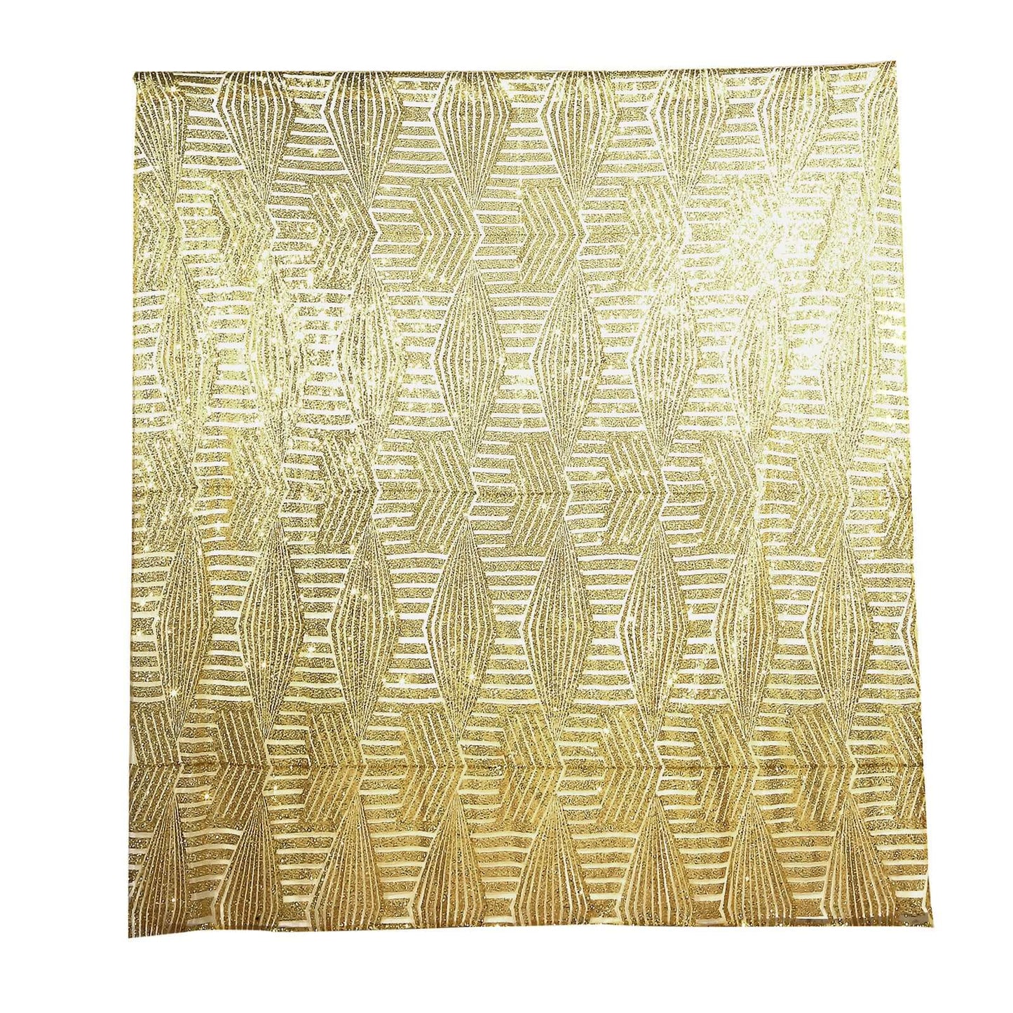 8ftx8ft Gold Geometric Sequin Event Curtain Drapes with Satin Backing, Seamless Opaque Sparkly Backdrop Event Panel in Diamond Glitz Pattern