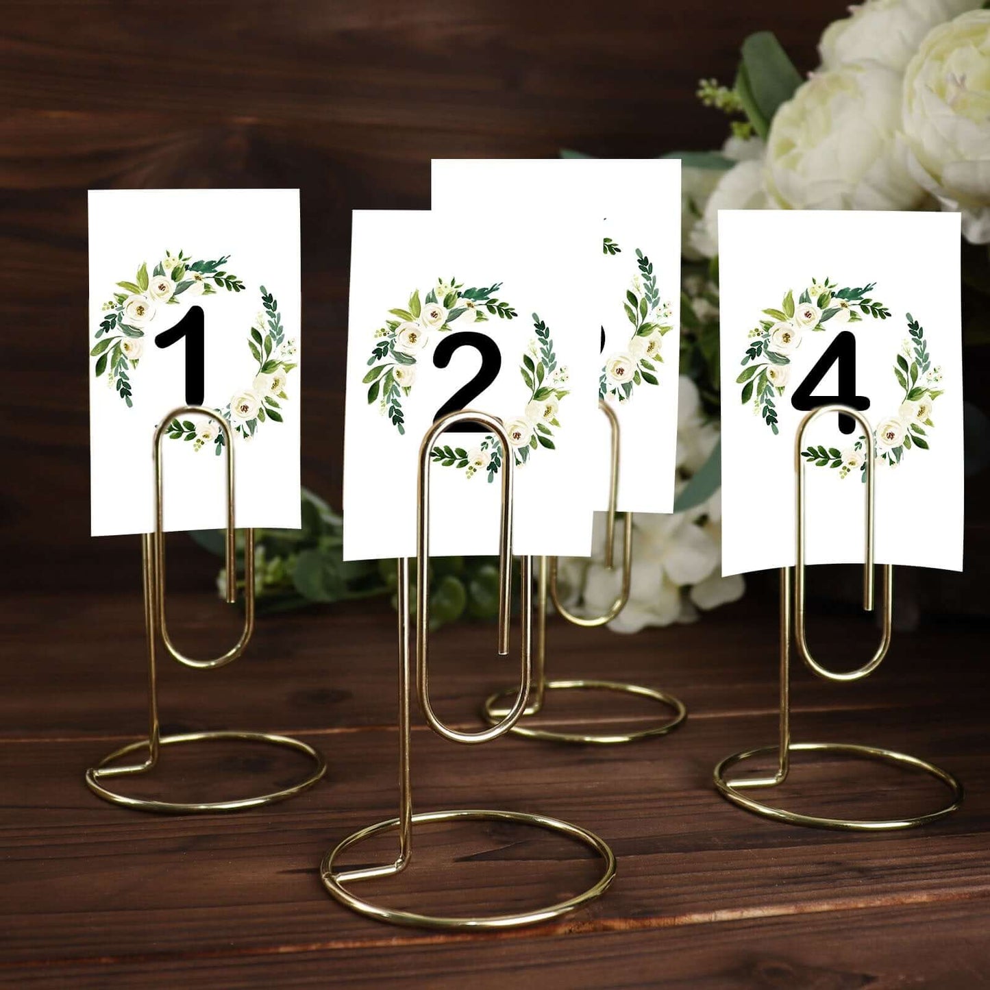 5-Pack Metal Card Holder Stands Paperclip Design Gold - Table Number Stands and Wedding Menu Clips 5"
