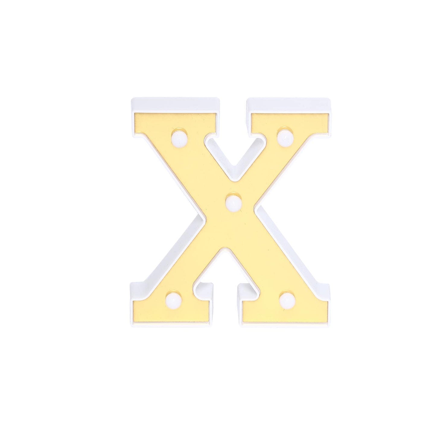 3D Marquee Letter "X" Warm White 5 LED Lights Gold - Chic Light-Up Decor for Events 6"