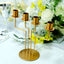 2-Pack Geometric Taper Candelabra 4 Arm Design Gold Metal Decorative Centerpiece - Perfect for Events 8"
