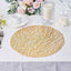 6-Pack Vinyl Placemats Gold Woven Design - Durable Non-Slip Round Table Mats for Dining 15"
