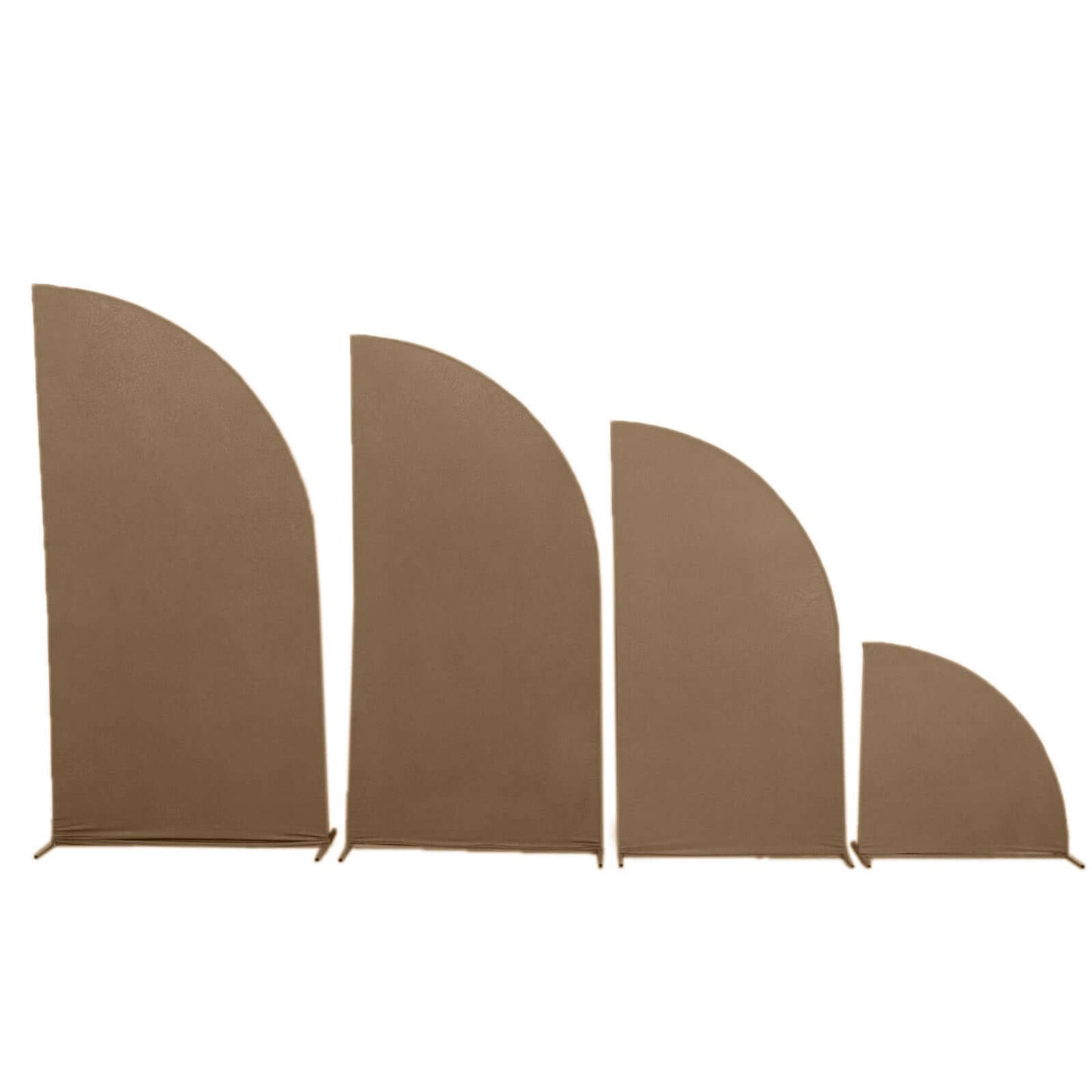 Set of 4 Matte Taupe Spandex Half Moon Chiara Backdrop Stand Covers, Custom Fitted Wedding Arch Covers - 2.5ft,5ft,6ft,7ft