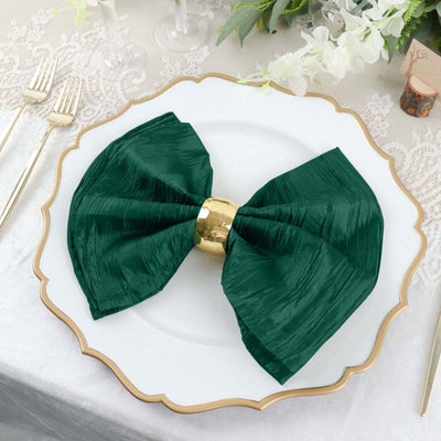 5 Pack Taffeta 20"x20" Napkins Hunter Emerald Green - Accordion Crinkle Dinner Napkins