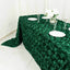 Satin 90"x132" Rectangle Tablecloth Hunter Emerald Green - Grandiose 3D Rosette Seamless Table Cover