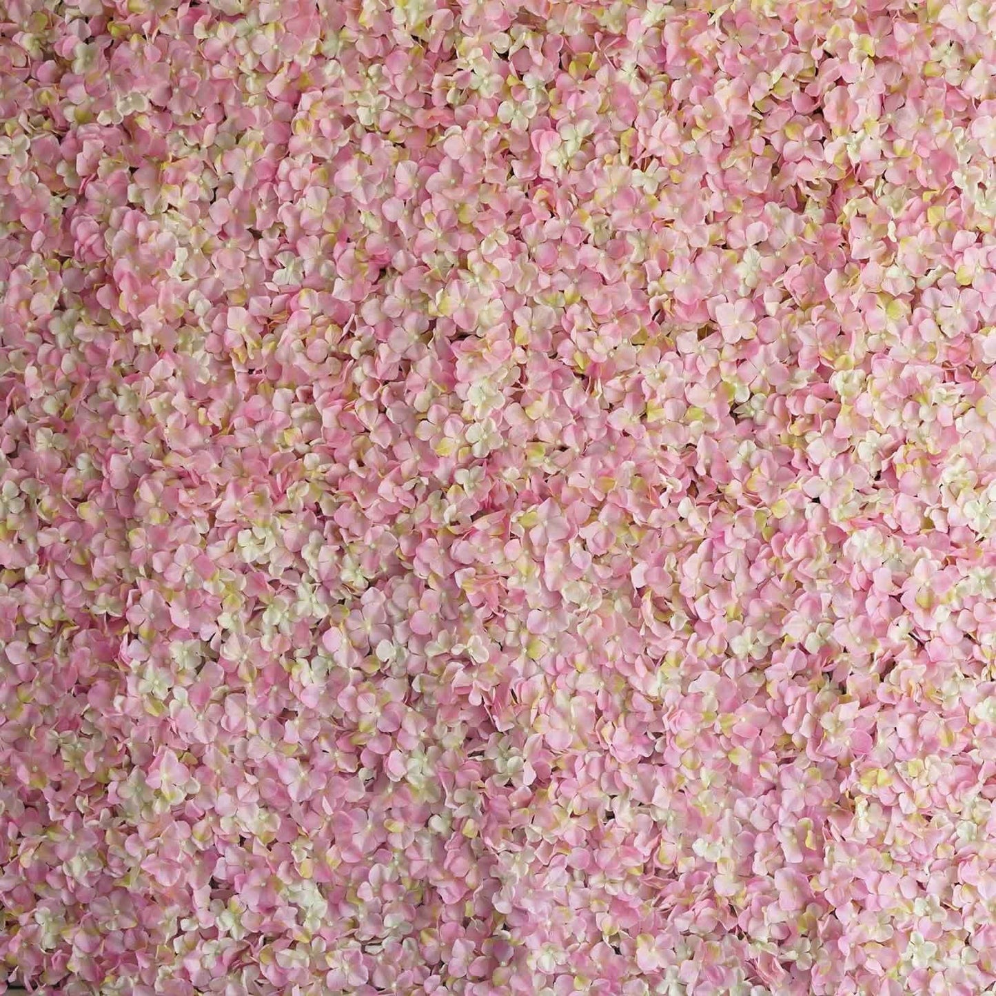 11 Sq ft. Pink Cream UV Protected Hydrangea Flower Wall Mat Backdrop - 4 Artificial Panels