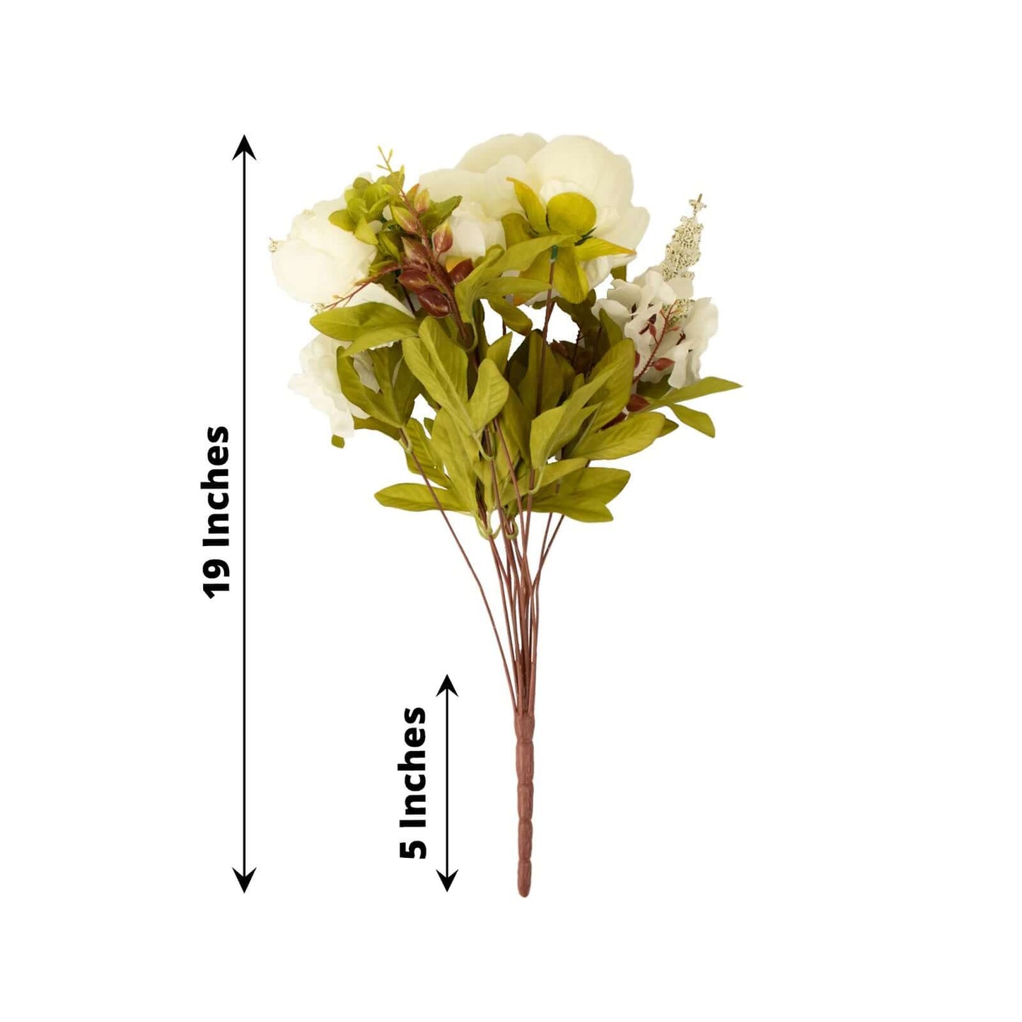 2 Pack 19" Ivory Artificial Peony Flower Wedding Bouquets, Faux Silk Flower Arrangements