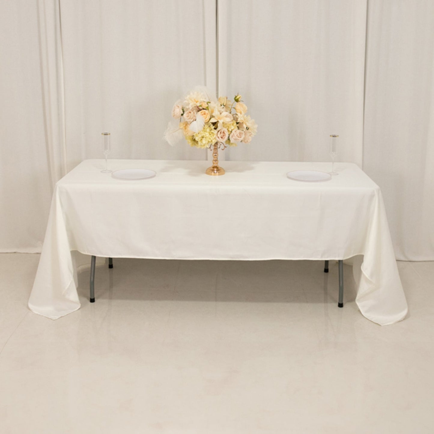 Lamour Satin 60"x126" Rectangle Tablecloth Ivory - Soft & Silk-Like Table Cover