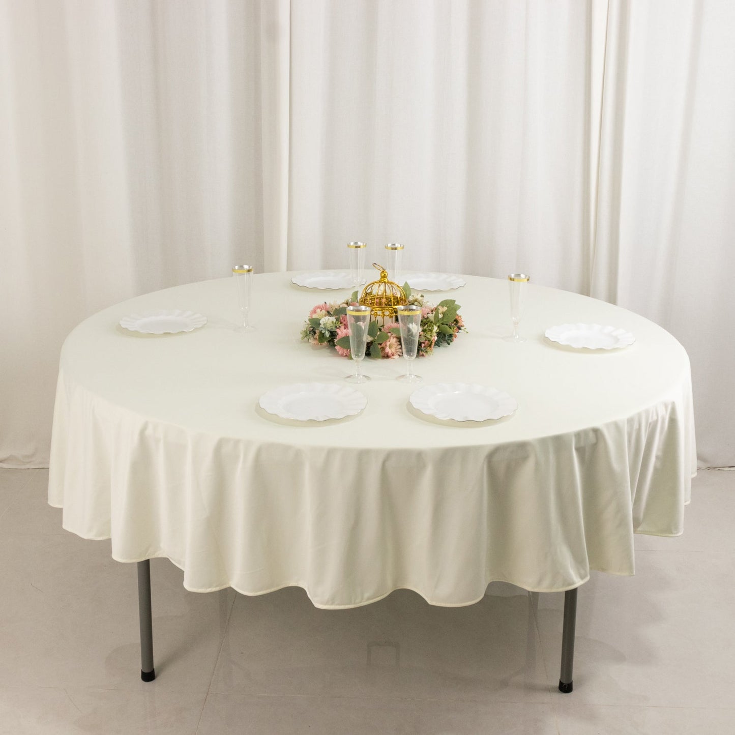 Scuba Round 90" Tablecloth Ivory - Wrinkle Free & Stain Resistant Table Cover