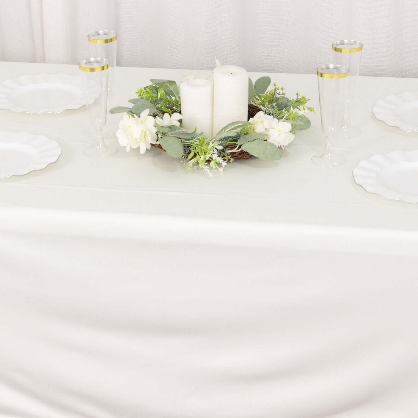Scuba Rectangular 60"x102" Tablecloth Ivory - Wrinkle Free & Stain Resistant Table Cover