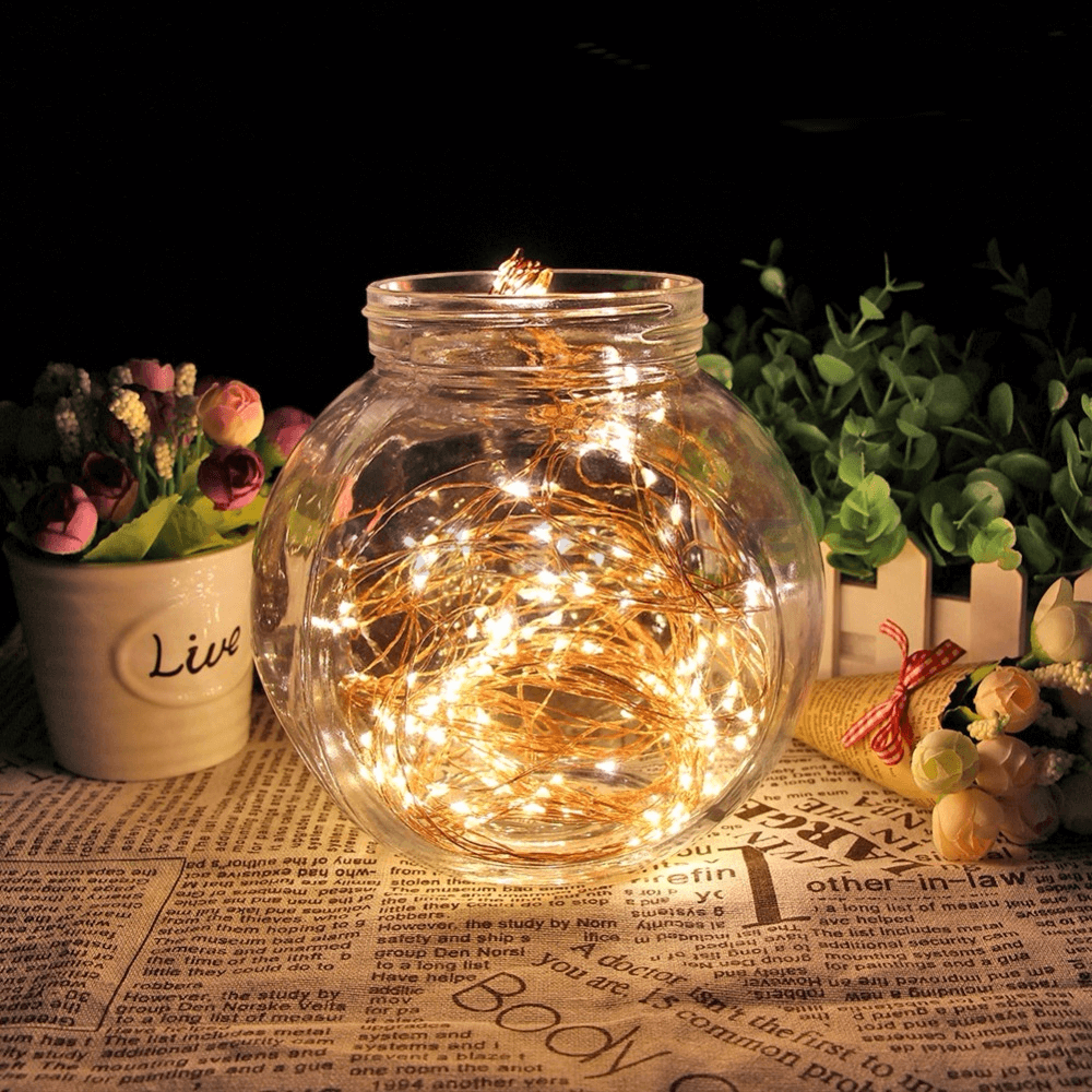 200 LED Fairy Waterfall String Lights Warm White Waterproof Copper Strands - Battery Operated DÃ©cor 8ft