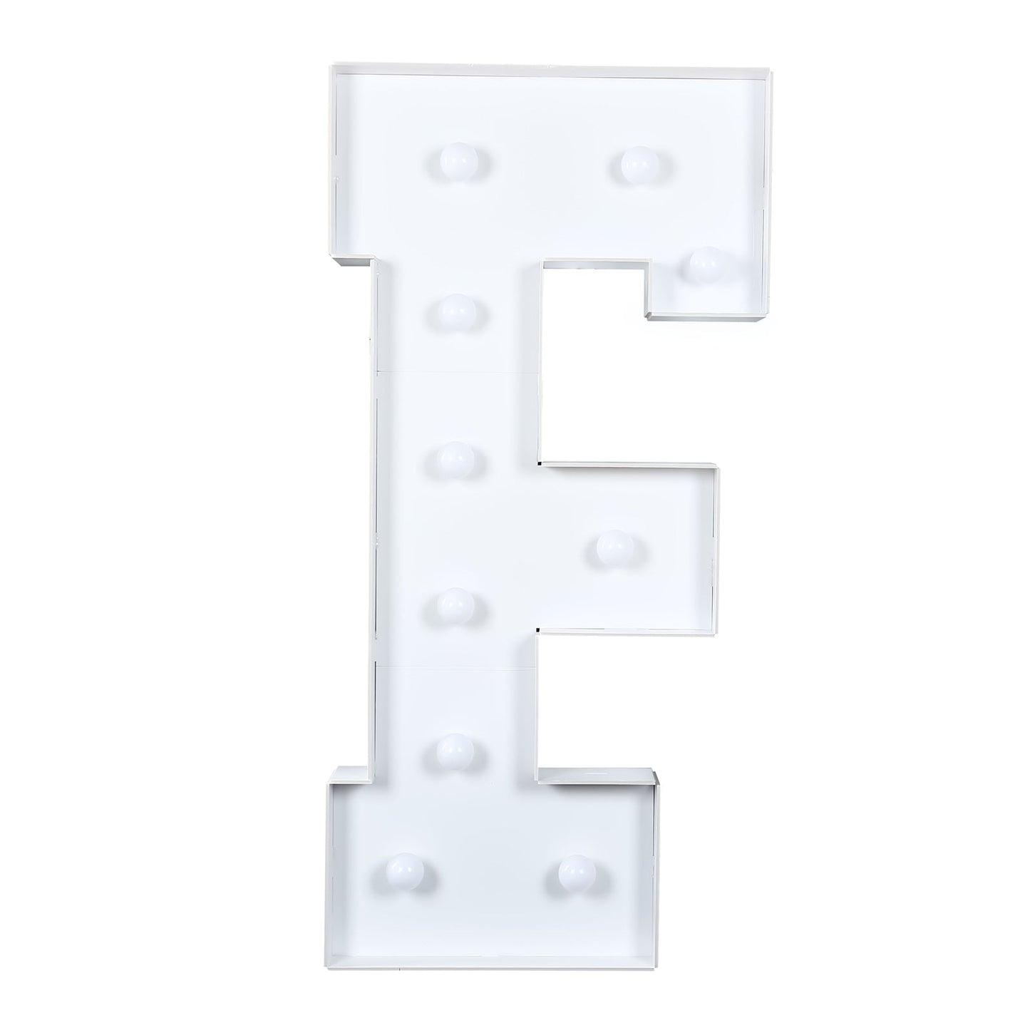 Giant LED Marquee Light Up Letter "F", White 4ft Pre-Cut Foam Board with 10 Warm White Battery Operated LEDs, Glue Gun and Sticks