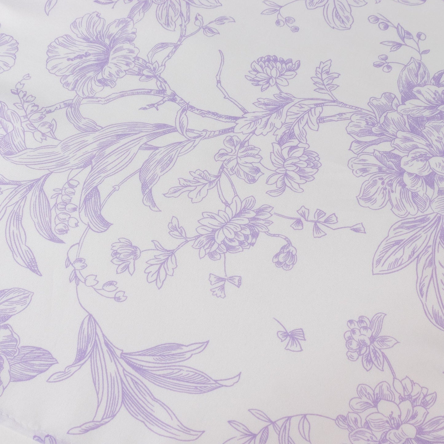 5 Pack Polyester 20"x20" Dinner Napkins White with Lavender Lilac French Toile Pattern - Reusable Floral Cloth Napkins