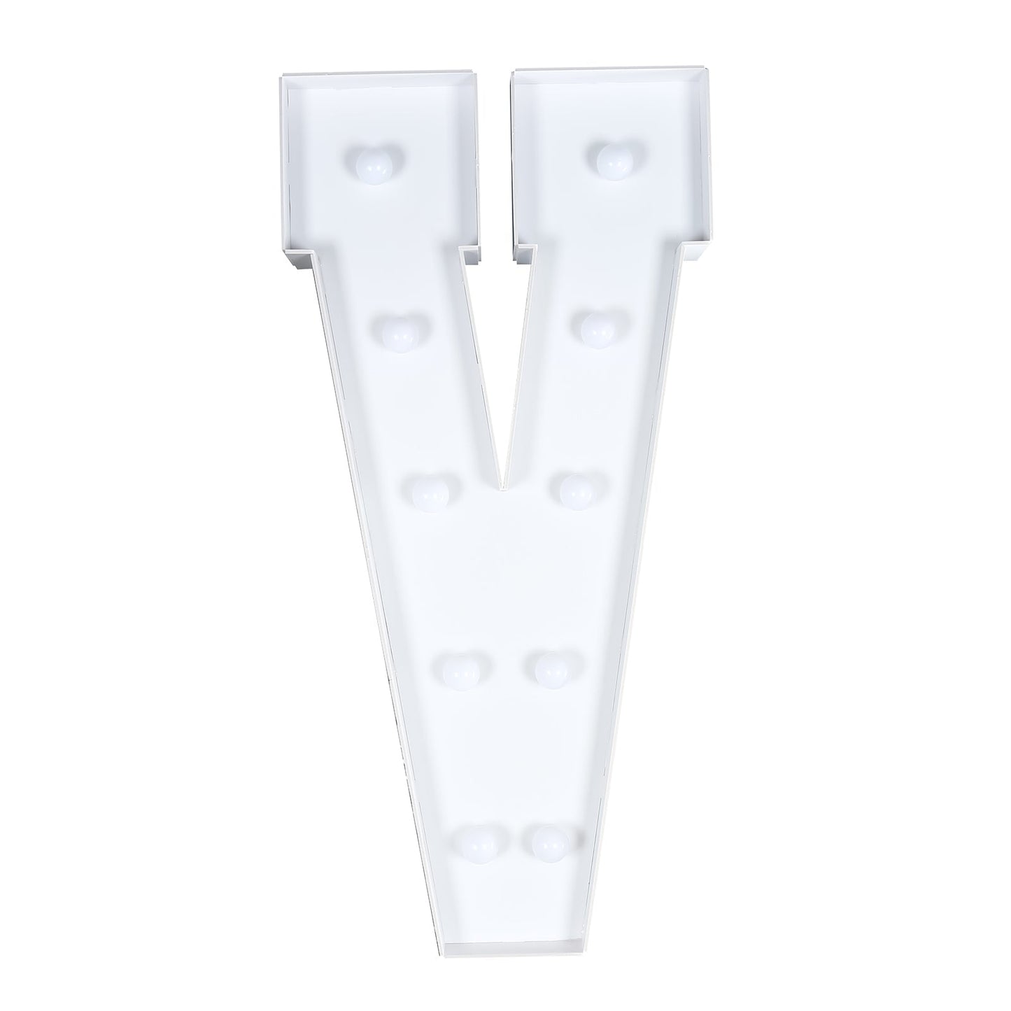 Giant LED Marquee Light Up Letter "V", White 4ft Pre-Cut Foam Board with 10 Warm White Battery Operated LEDs, Glue Gun and Sticks