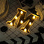 3D Marquee Letter "M" Warm White 7 LED Lights Gold - Chic Light-Up Decor for Events 6"