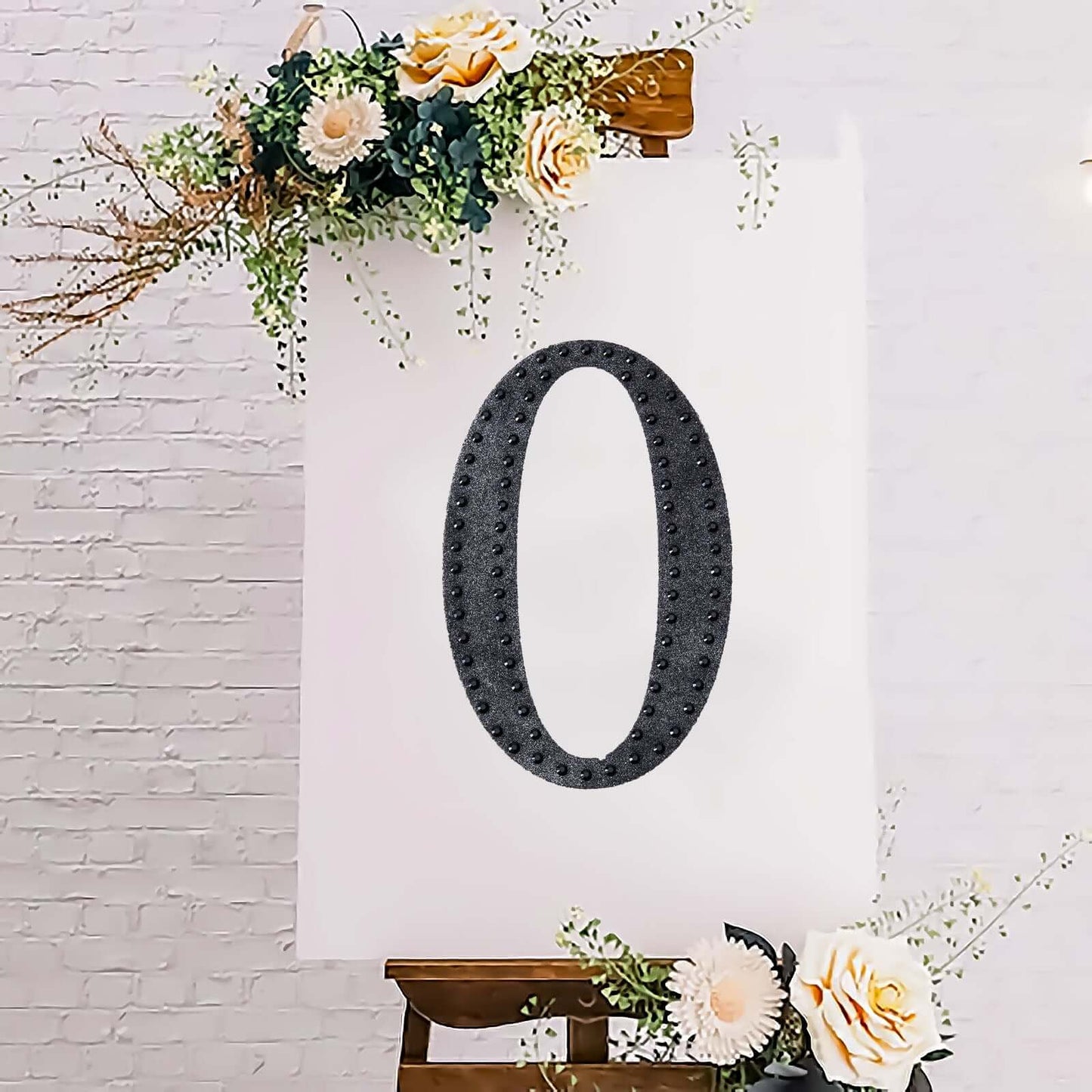 Decorative Rhinestone Alphabet "O" Letter Stickers, Glitter Adhesive Craft Letters Black DIY Sparkle Embellishments 8"