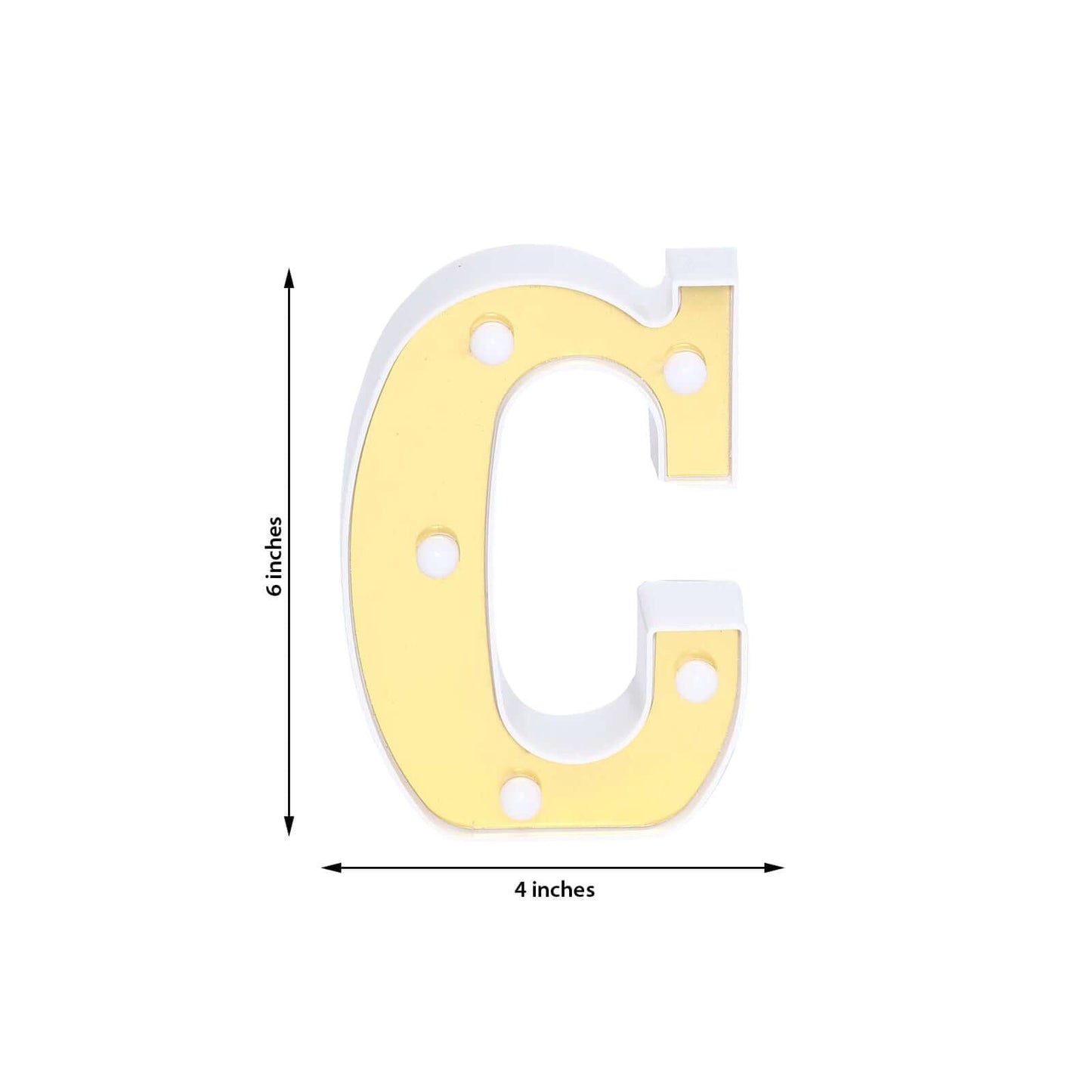 3D Marquee Letter "C" Warm White 5 LED Lights Gold - Chic Light-Up Decor for Events 6"