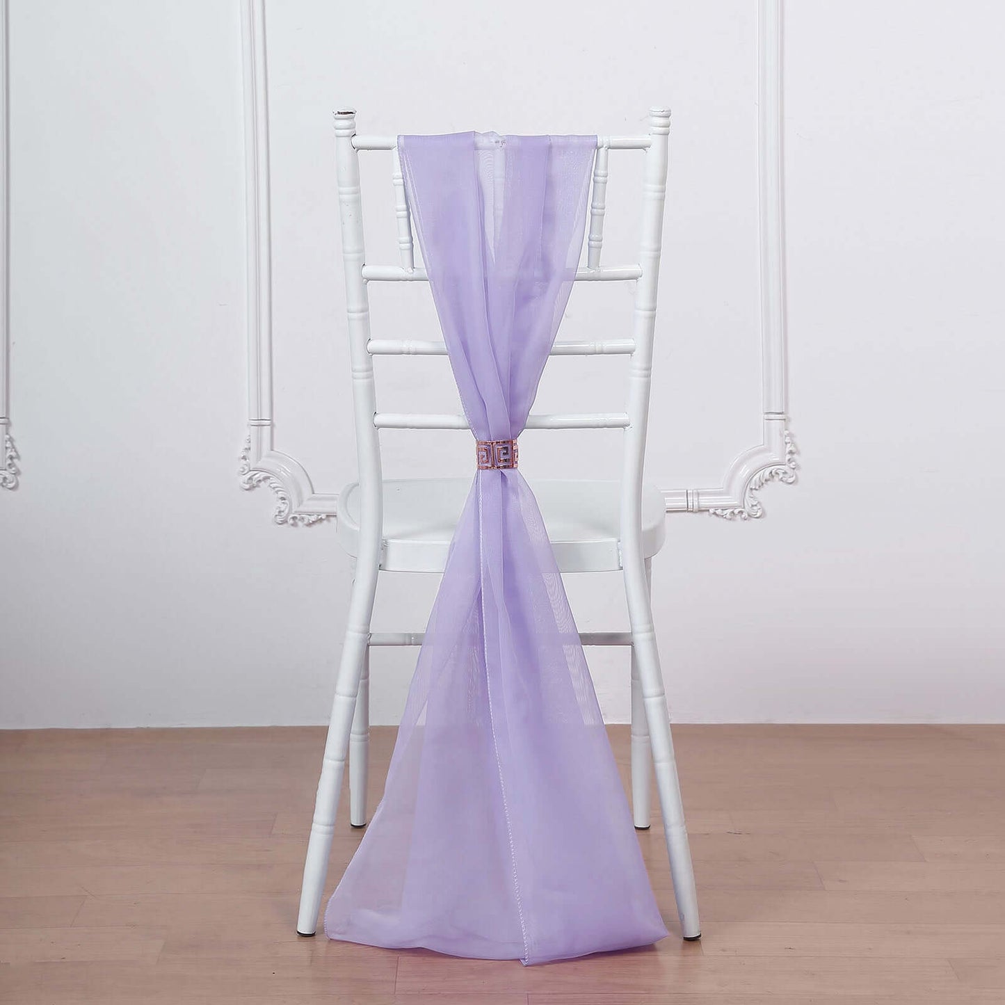 5 Pack Chiffon Chair Sashes Lavender Lilac - Soft & Lightweight Designer Chair Bows 22"x78"