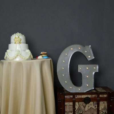 20" Vintage Galvanized Metal Marquee Letter Light Cordless With 16 Warm White LED - G