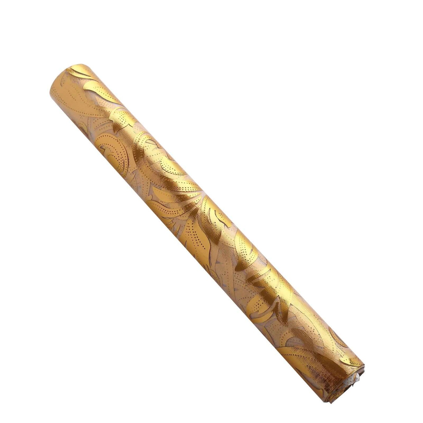 Sheer Organza 12"x108" Table Runner Roll Metallic Gold Foil Floral Swirl Design - Disposable Stylish Event Decoration