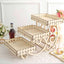 3-Tier Wooden Dessert Display Rectangular Laser Cutout Design Natural - Serving Platter Cupcake Mini Cake Tray 22"