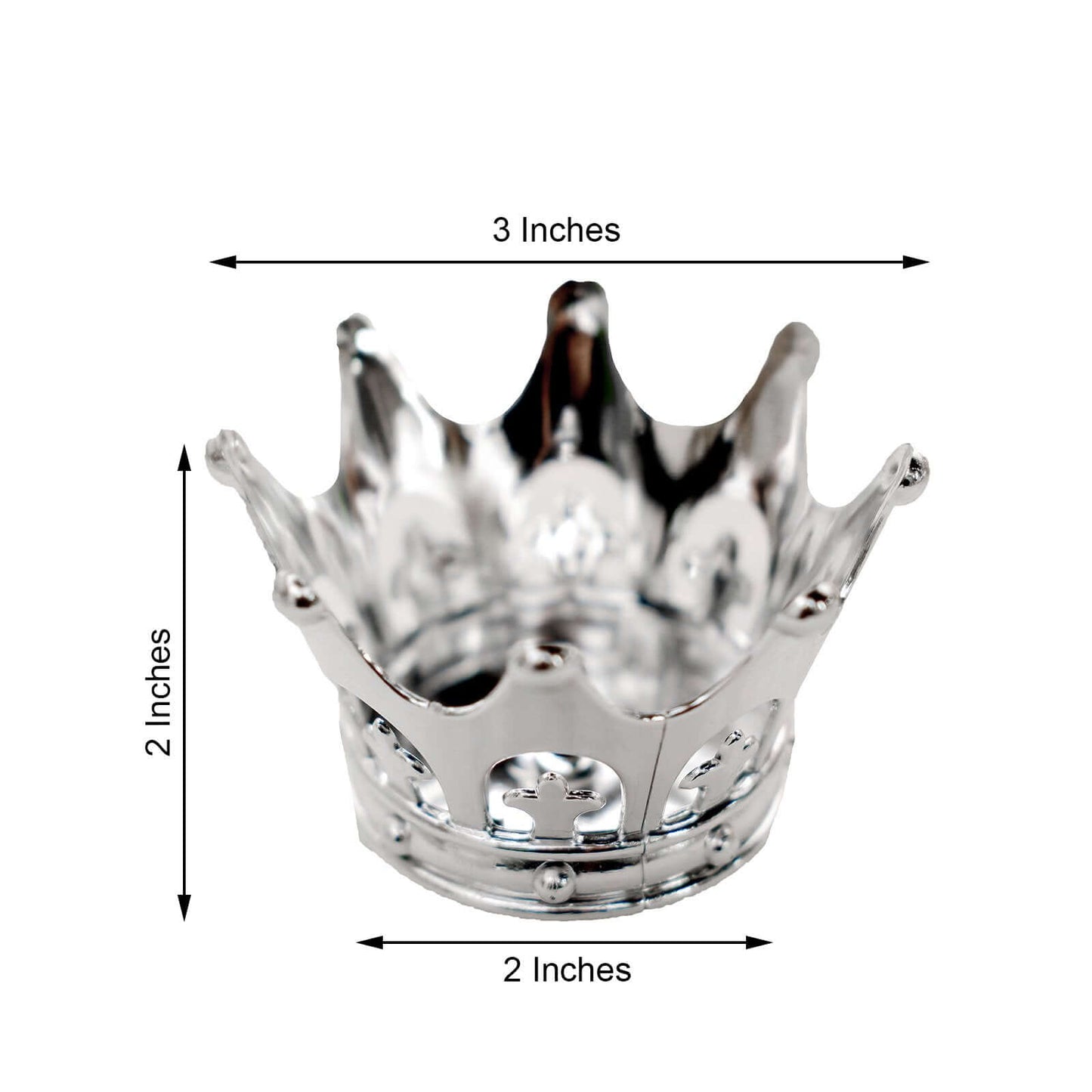 12-Pack Fillable Mini Crown Candy Container Silver - Regal Baby Shower Candy Treat Favor Containers 3"
