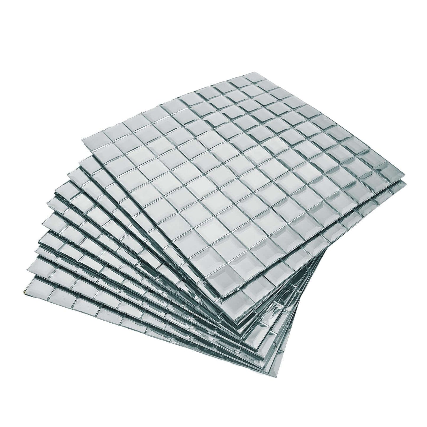 10 Pack 10 Sq ft Silver Peel and Stick Backsplash Mirror Wall Tiles