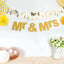 3ft Gold Glittered Mr and Mrs Paper Hanging Wedding Anniversary Banner, Party Garland Banner