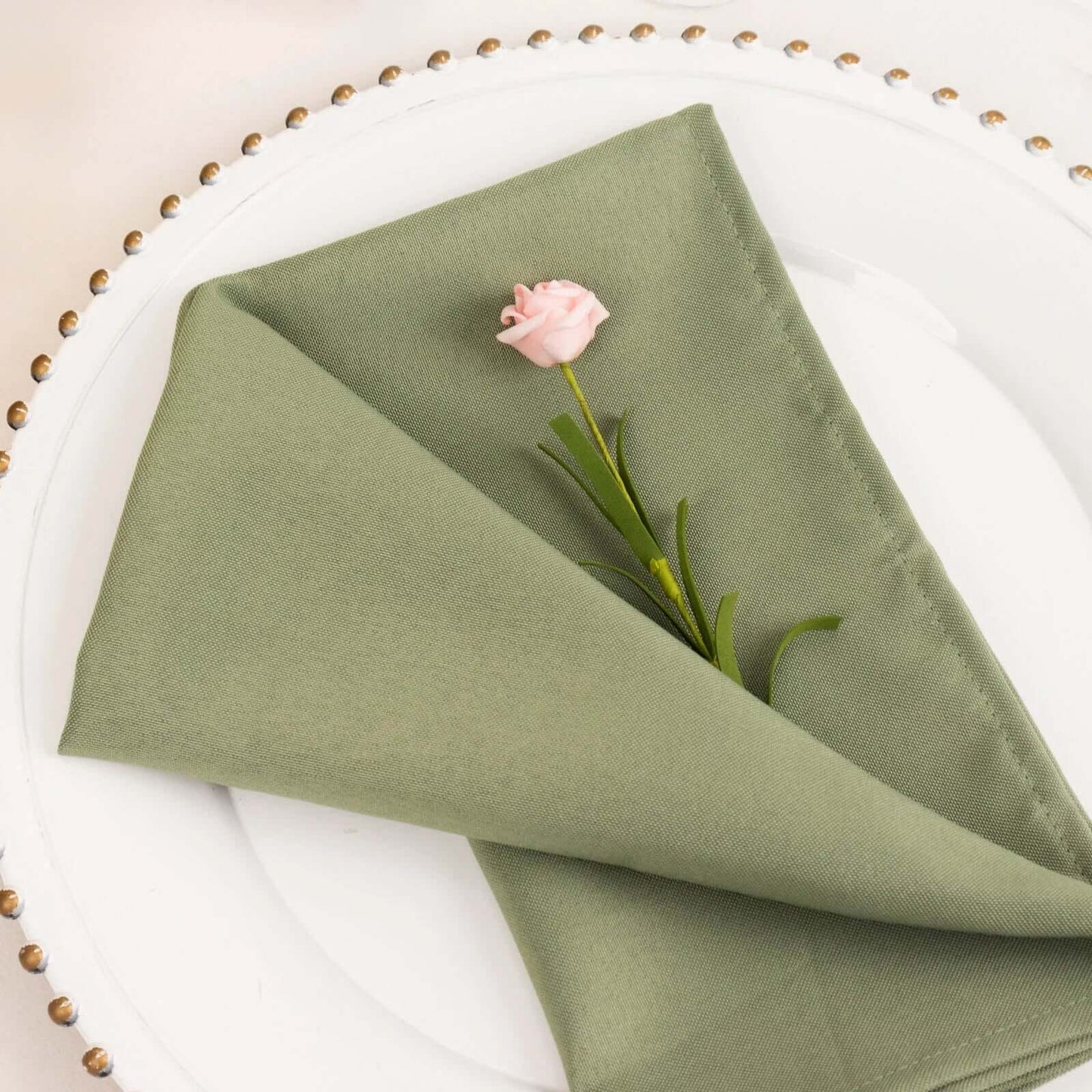 5 Pack Premium Polyester 20"x20" Napkins Dusty Sage Green - Wrinkle-Resistant & Durable Dinner Napkins
