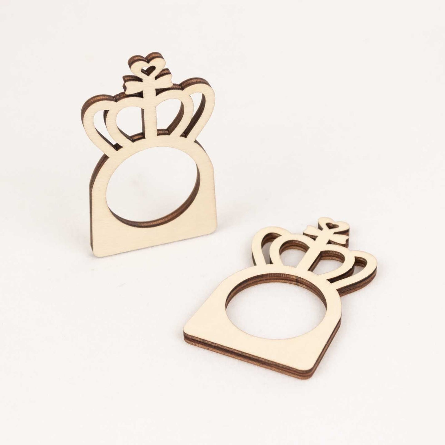 10 Pack Natural Wooden Princess Crown Farmhouse Napkin Holders, 3" Boho Rustic Napkin Rings