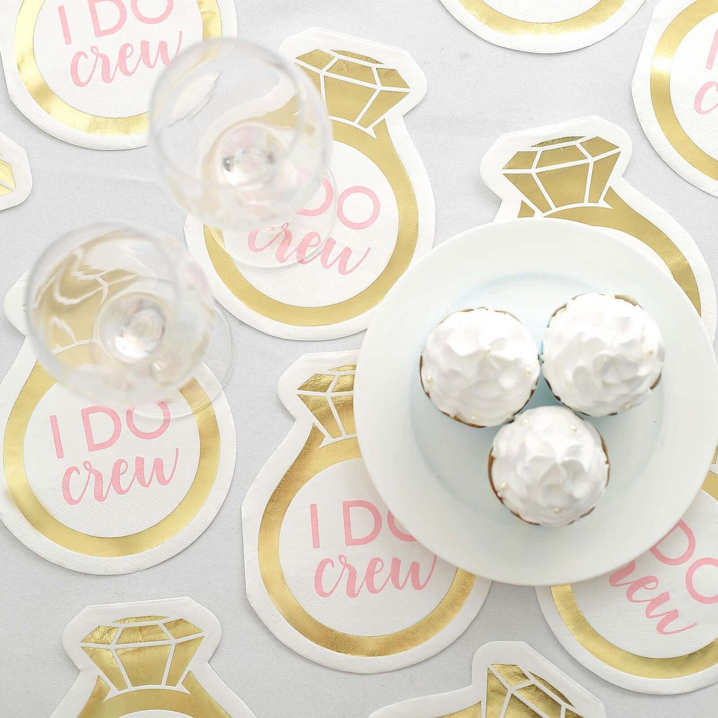 20-Pack Paper Cocktail Napkins with Ring Design - Unique Disposable Napkins for Engagements 12"x10"