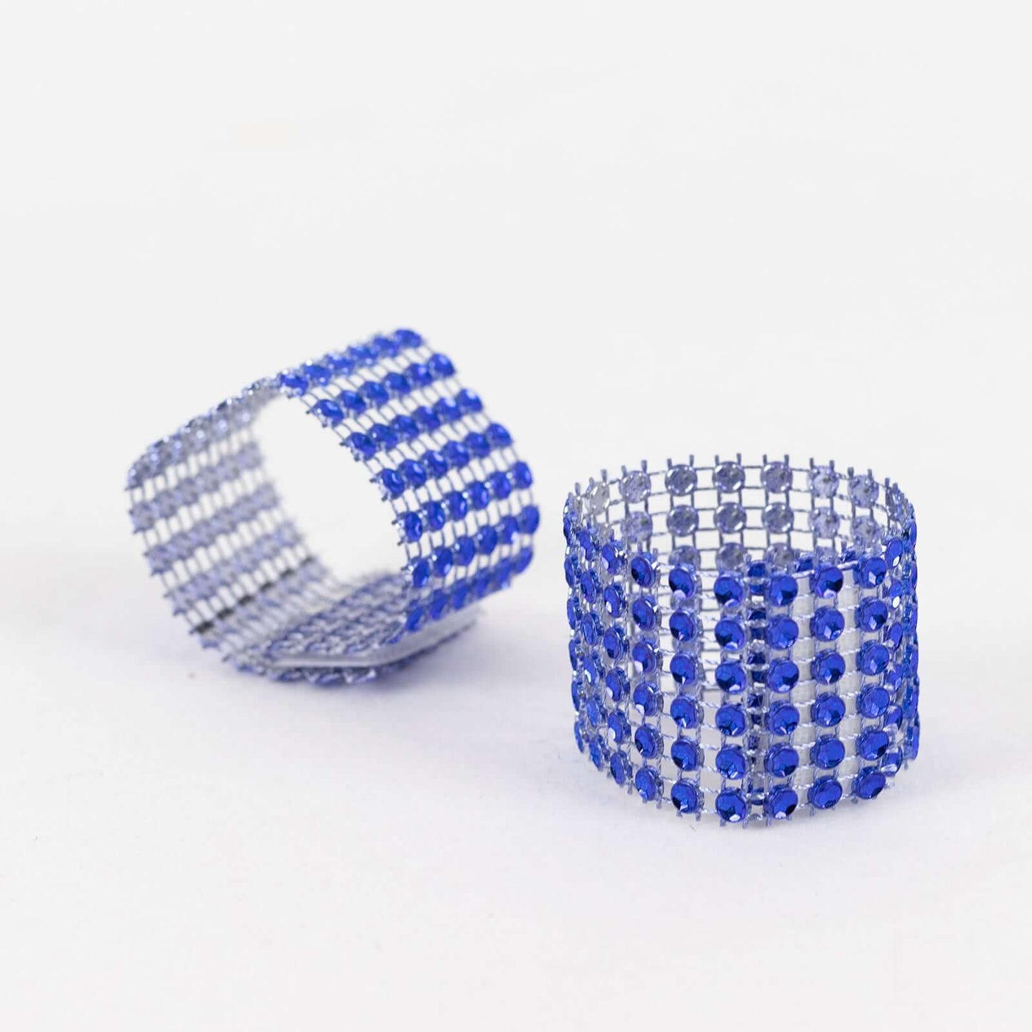 10 Pack Rhinestone Napkin Rings with Velcro Brooch Buckle Royal Blue - Stylish Design for Chair Sashes