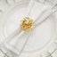 4 Pack 2" Elegant Gold Metal Pearl Floral Serviette Napkin Rings, Daffodil Flower Buckle Napkin Holders