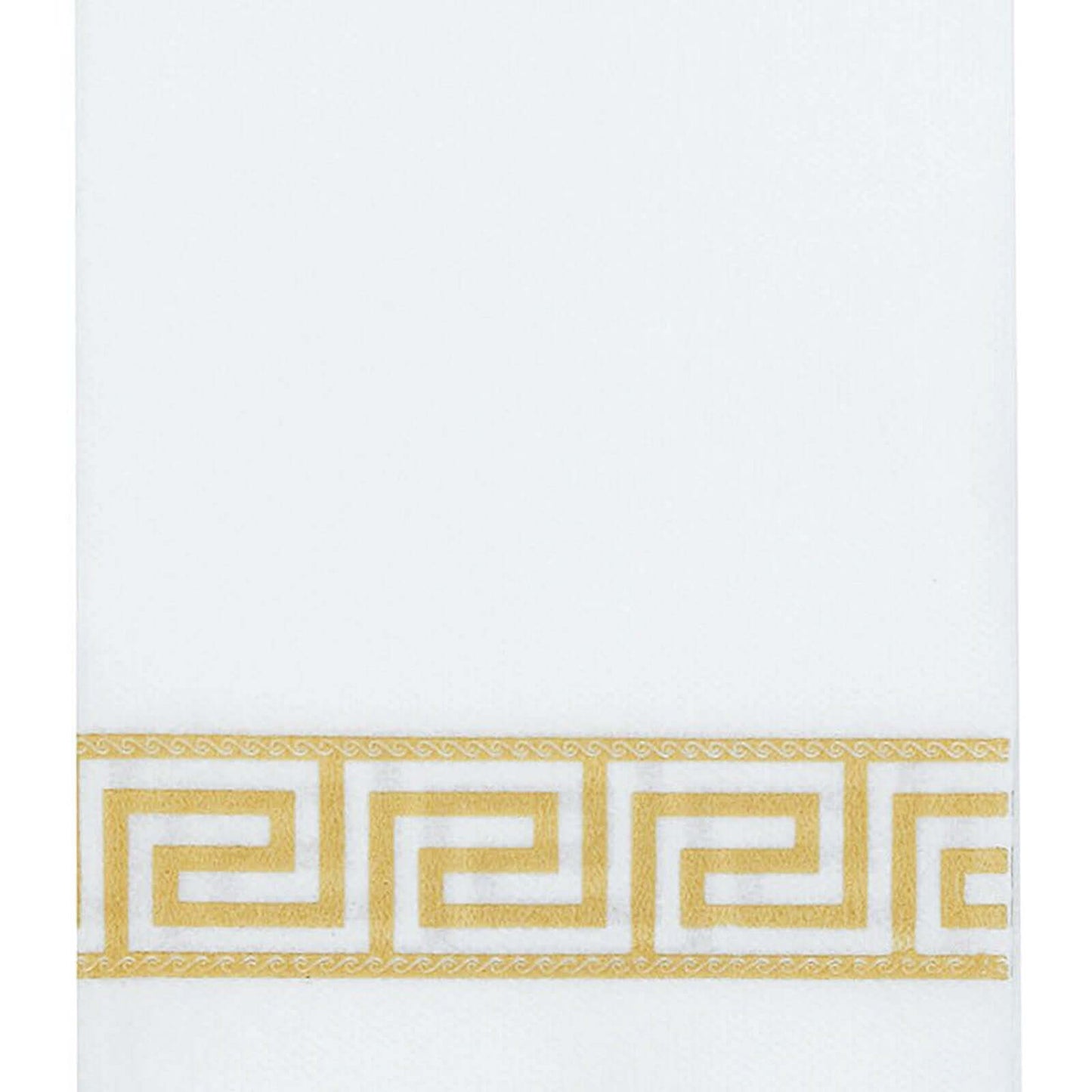 25 Pack Linen-Like Paper 8"x4" Napkins White with Gold Greek Key Design - Soft & Absorbent Airlaid Hand Towels for Exquisite Weddings & Events