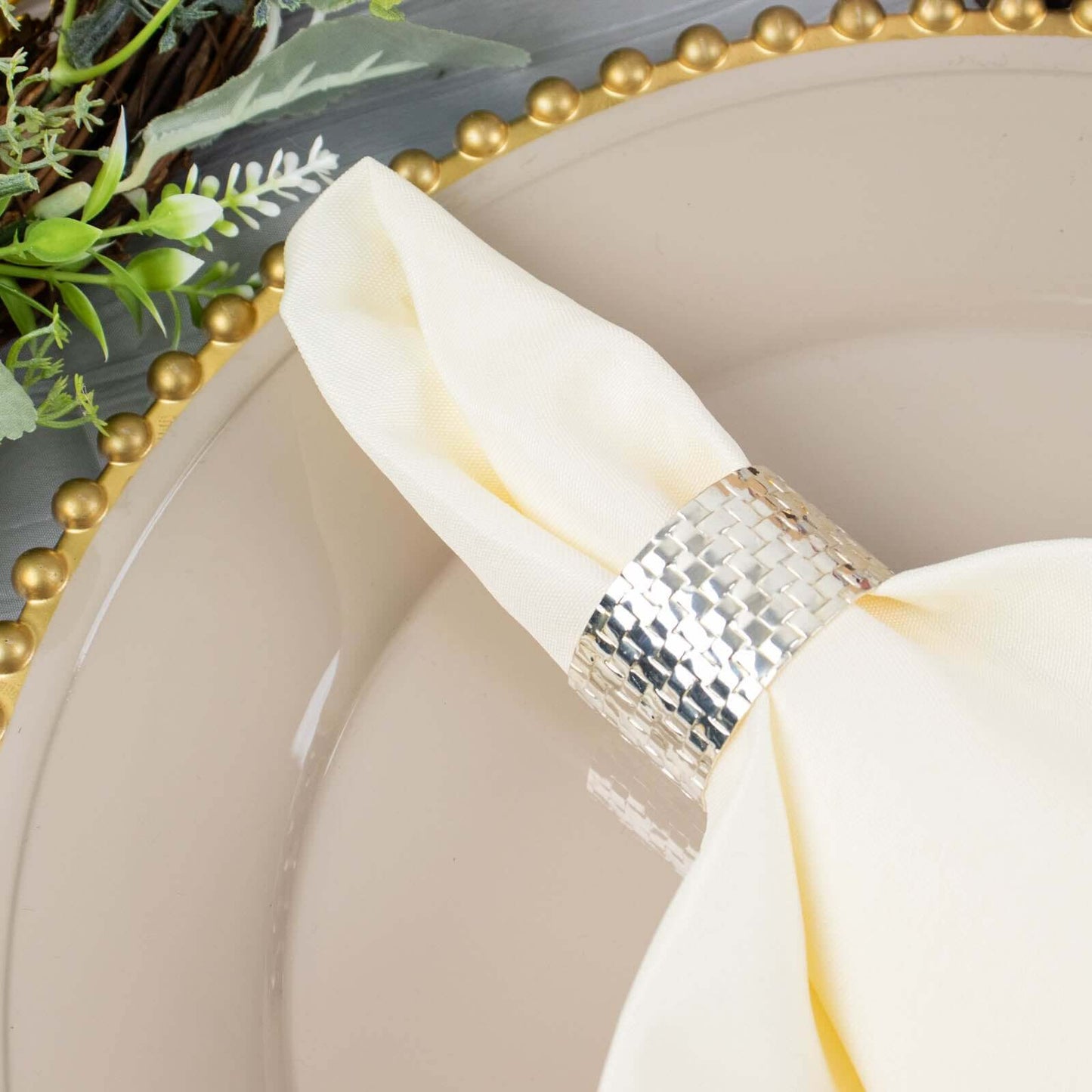 5 Pack Premium Polyester 20"x20" Napkins Ivory - Wrinkle-Resistant & Durable Dinner Napkins