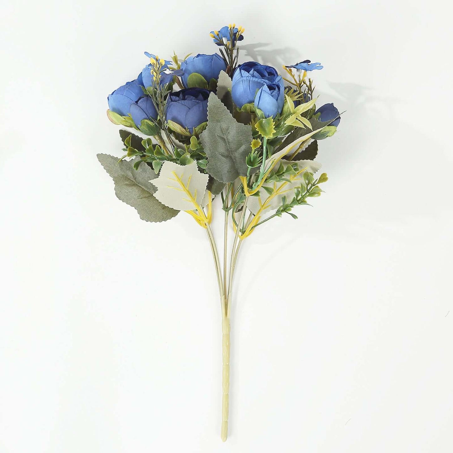 4 Pack 12" Artificial Navy Blue Ranunculus Silk Flower Bridal Bouquets, Faux Buttercup Floral Arrangement