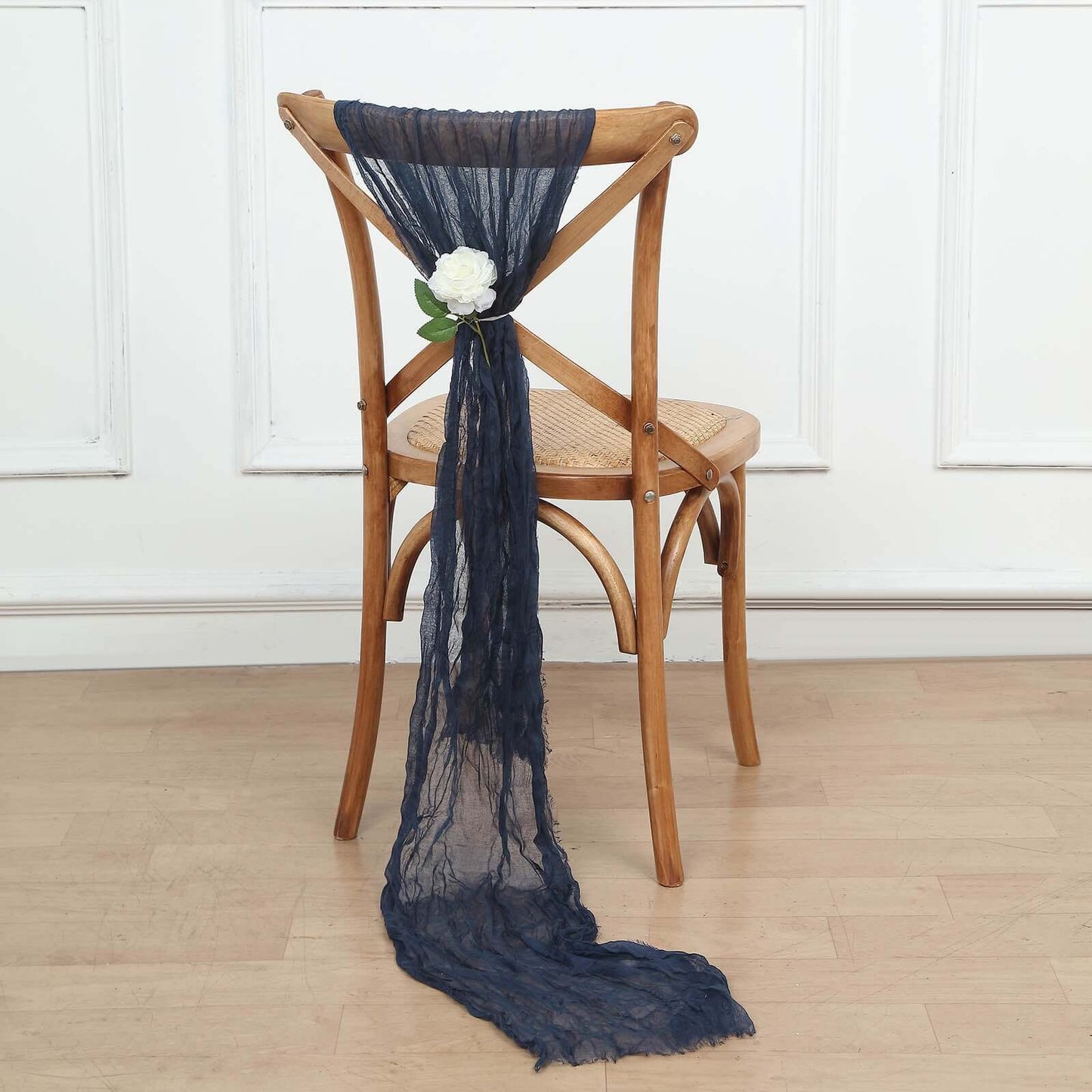 5 Pack Cheesecloth Gauze 16"x88" Chair Sashes Navy Blue - Boho Chair Decorations