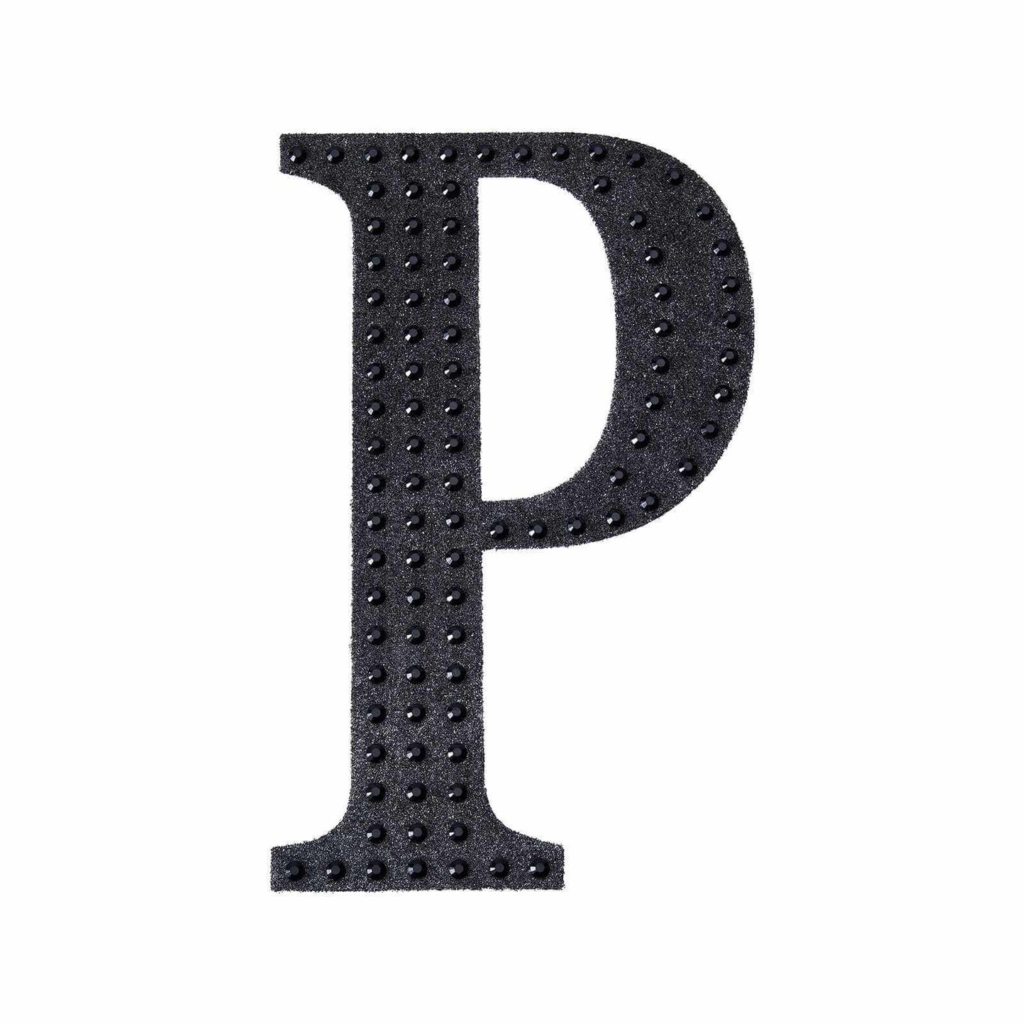 Decorative Rhinestone Alphabet "P" Letter Stickers, Glitter Adhesive Craft Letters Black DIY Sparkle Embellishments 6"