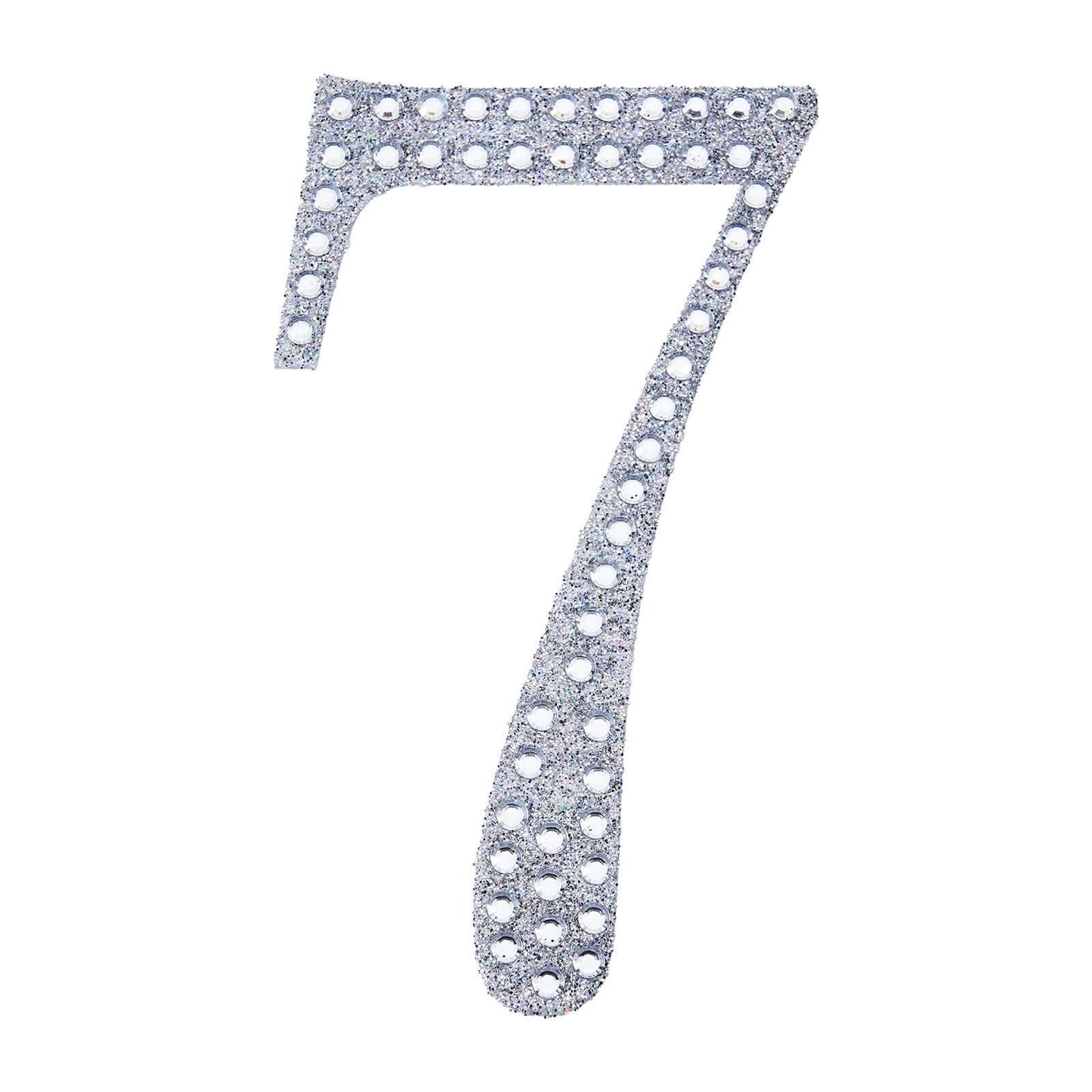 Decorative Rhinestone Number "7" Stickers, Glitter Adhesive Craft Numbers Silver DIY Sparkle Embellishments 6"