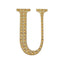 Decorative Rhinestone Alphabet "U" Letter Stickers, Glitter Adhesive Craft Letters Gold DIY Sparkle Embellishments 4"