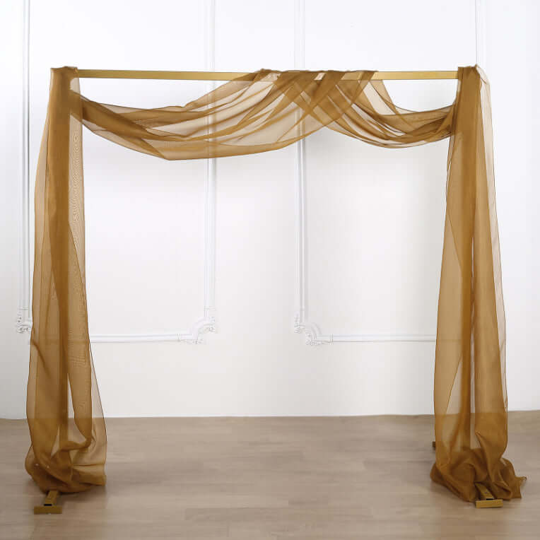 18ft Gold Sheer Organza Wedding Arch Drapery Fabric, Window Scarf Valance