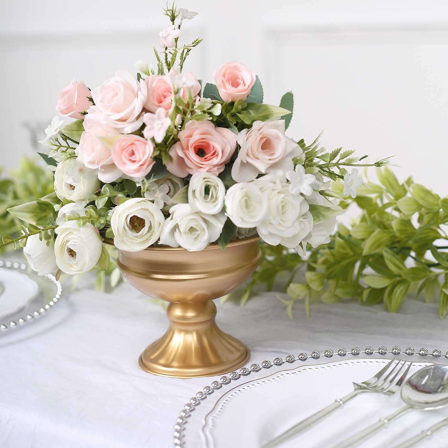 2-Pack Metal Pedestal Flower Vases Wine Goblet Style Gold - Antique Mini Compote Vase for Refined Wedding Centerpieces 4"