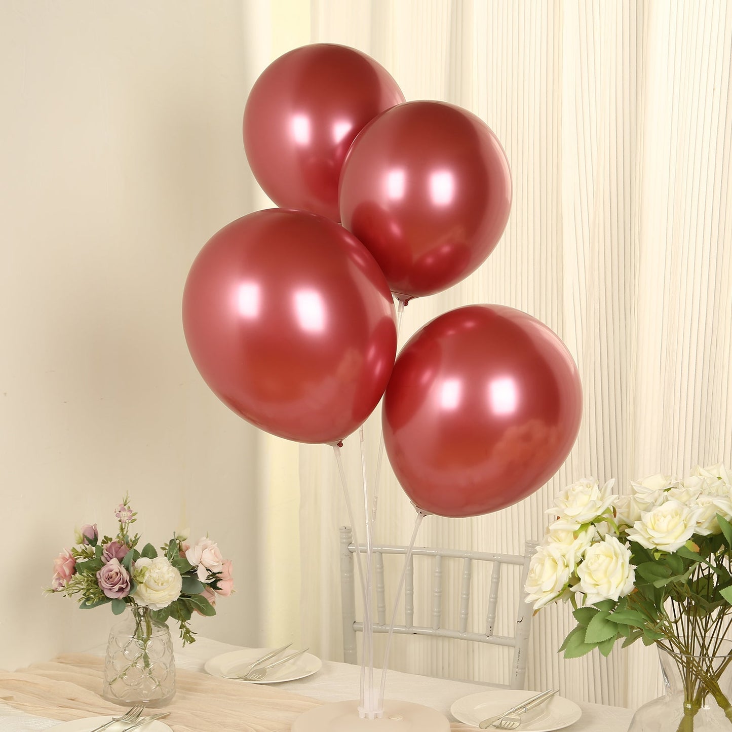 50 Pack Chrome Pink Biodegradable Latex Balloons 12", Thick Eco Friendly Metallic Party Balloons