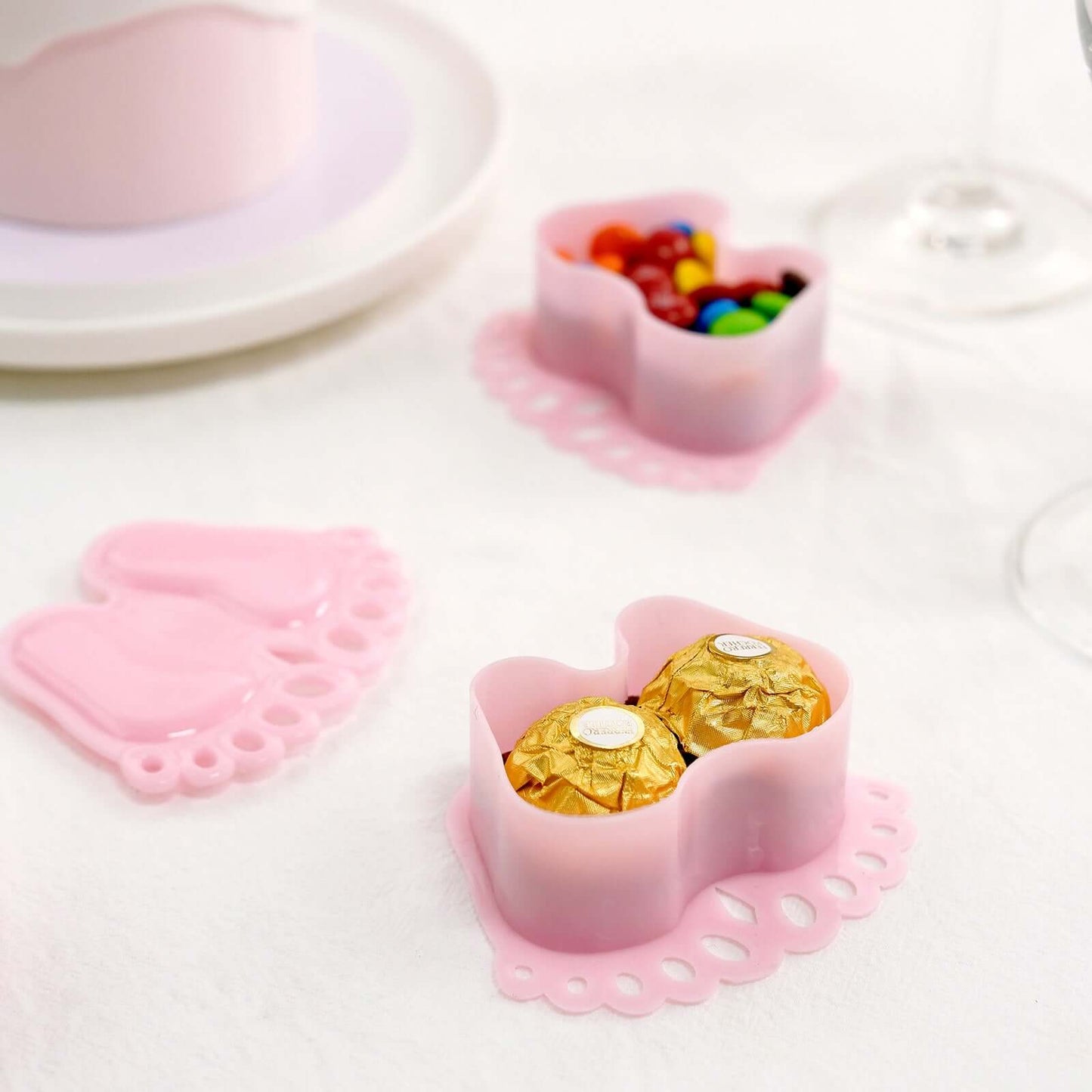 12-Pack Fillable Mini Candy Container in Baby Feet Style Pink - Unique Candy Treat Favor Boxes for Baby Shower 3.5"