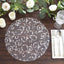 10-Pack Table Placemats Embossed Foil Flower Design Metallic Silver Round - Sheer Organza Disposable Mats 13"