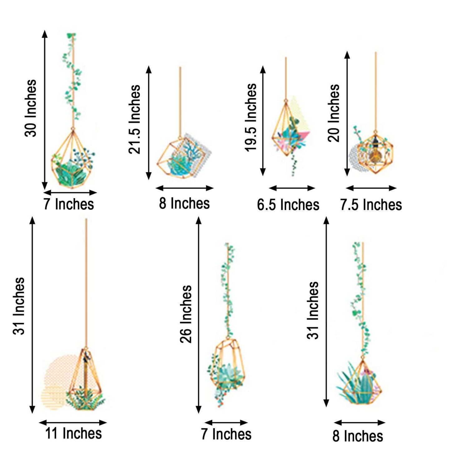 Hanging Terrarium Plants Bulbs Wall Decals, House Garden Peel and Stick Stickers