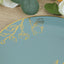 Set of 20 Dusty Blue Plastic Dinner Dessert Plates With Metallic Gold Floral Design, Disposable Round Party Plates - 8",10"