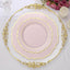 10-Pack Plastic 8" Round Dessert Plates in Blush with Gold Scalloped Rim - Disposable Appetizer/Salad Plates