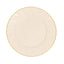 10-Pack Plastic 7.5" Round Salad Dessert Plates in Ivory with Gold Flair Rim - Disposable Party Plates